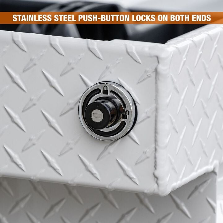 Buyers Products Company 18 x 20 x 71 Inch Diamond Tread Aluminum Crossover Truck Tool Box Gloss White, large image number 2