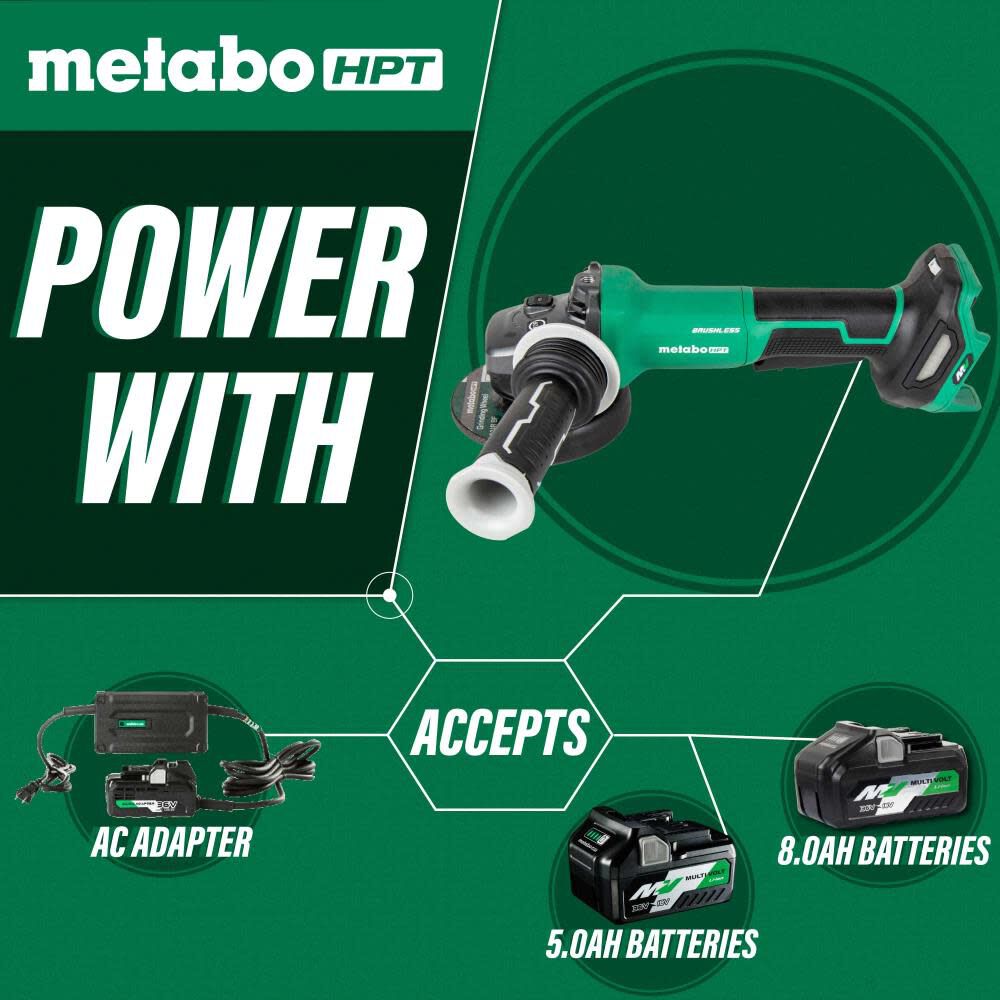 Metabo HPT Promotional 36V MultiVolt 4-1/2" Variable Speed Paddle Switch Angle Grinder (Bare Tool), large image number 3