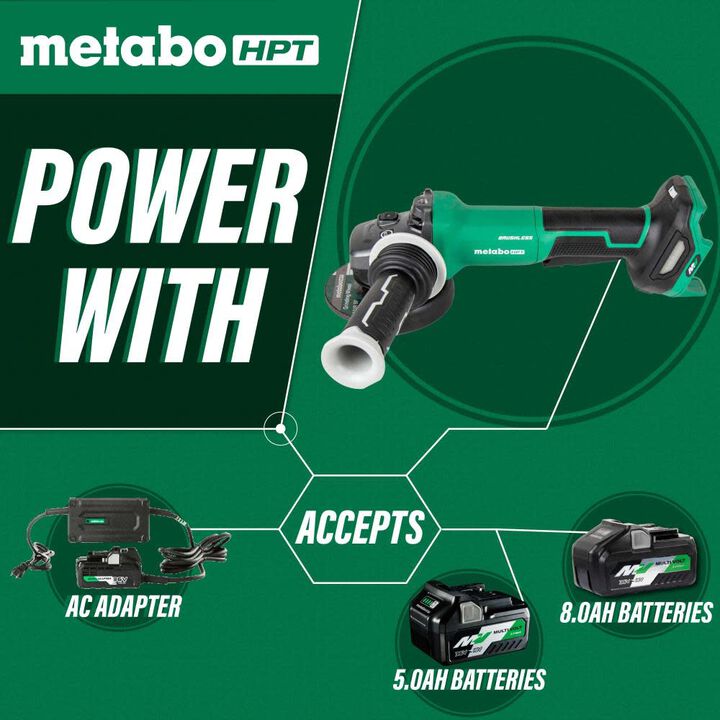 Metabo HPT Promotional 36V MultiVolt 4-1/2" Variable Speed Paddle Switch Angle Grinder (Bare Tool), large image number 2