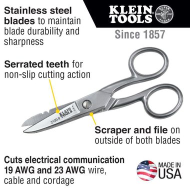 Klein Tools Electrician's Stripping Scissors, large image number 1
