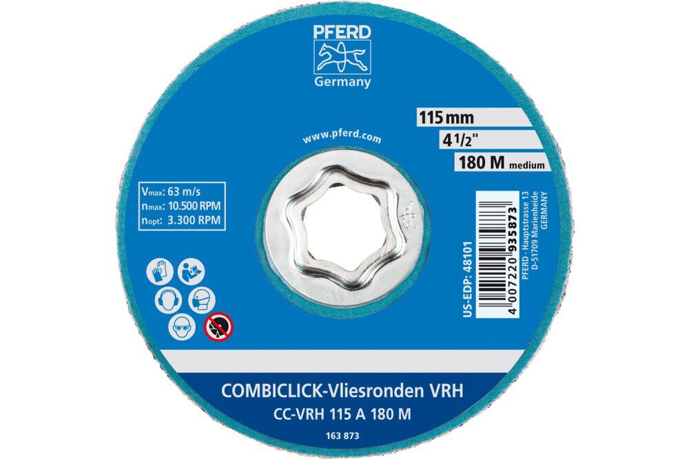 Pferd COMBICLICK Surface Conditioning Disc Hard,4-1/2 Inch,180 Grit Medium, Aluminum Oxide, large image number 2