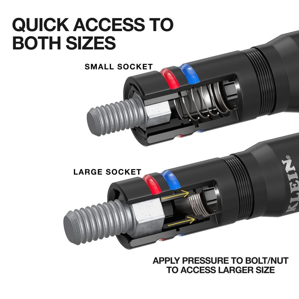 Klein Tools KNECT Quad-12 Deep-Well Heavy-Duty Impact Flip Sockets, SAE, 6-Piece, large image number 3