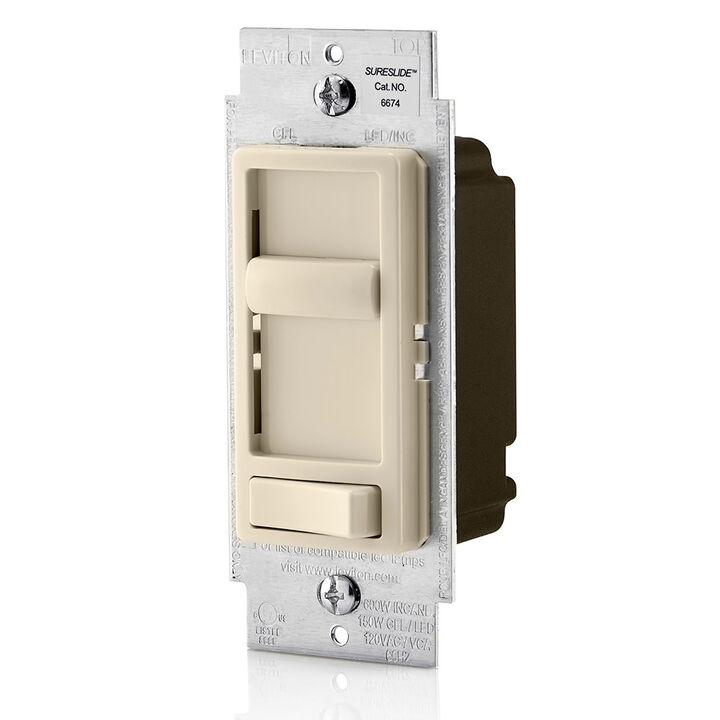 Leviton Almond Incandescent/Halogen Preset Slide Dimmer Switch, large image number 1