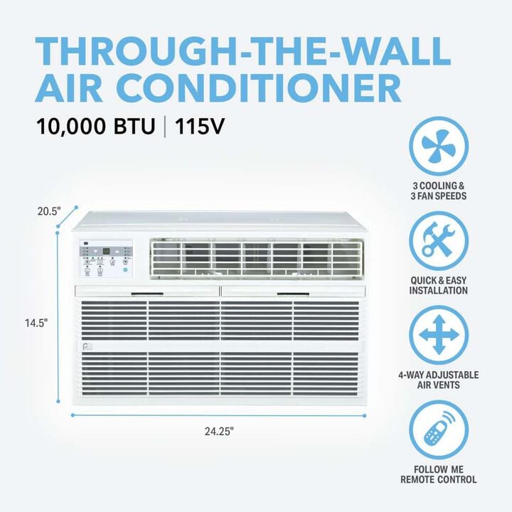 Perfect Aire 115V 10000 BTU Through-the-Wall Air Conditioner with Remote, large image number 2