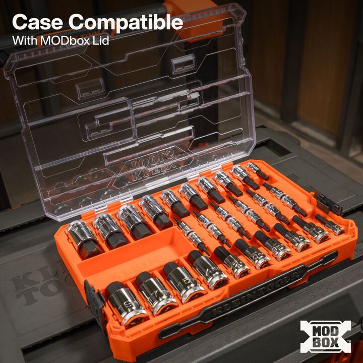 Klein Tools MODbox Knurled Hex Bit Socket Set, SAE and Metric, 32 Pieces, large image number 4