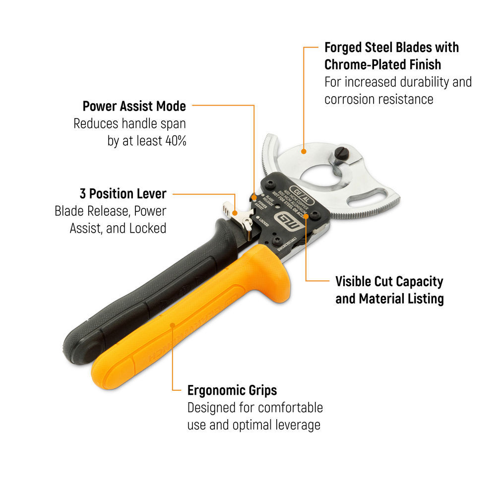 GEARWRENCH 10 Inch Compact Ratcheting Cable Cutter, large image number 2