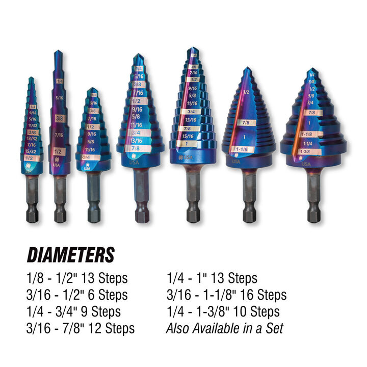 Spyder Stinger 9-Step Drill Bit, 1/4 Inch - 3/4 Inch, Hex Shank, large image number 3