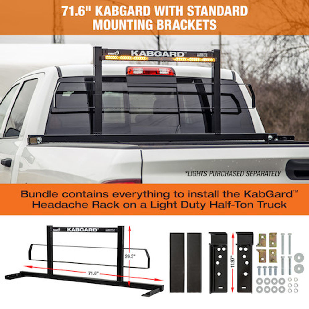 Buyers Products Company 71 Inch KabgardHeavy-Duty Steel Pickup Truck Headache Rack Bundle with Standard Mounting Brackets, large image number 4