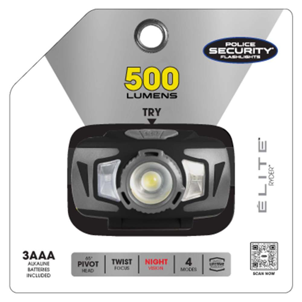 Police Security RYDER 500 Lumens 3 AAA Alkaline Battery Powered Headlamp, large image number 5
