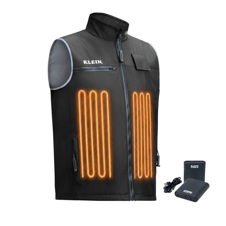 Klein Tools Flame-Resistant Heated Base Layer Vest Kit Black 2XL