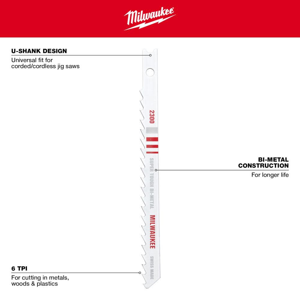 Milwaukee 5 Pc. U-Shank Jig Saw Blade Assortment, large image number 5