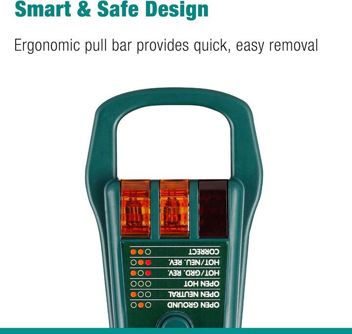 Extech 120V 50/60Hz GFCI Receptacle Tester With Pull Bar, large image number 2