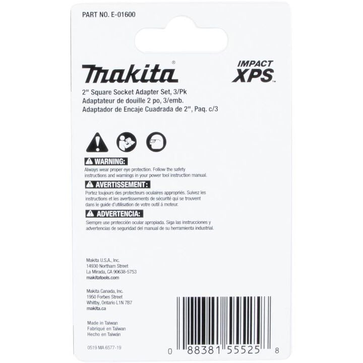 Makita Impact XPS Square 2in Socket Adapter Set 3pc, large image number 4