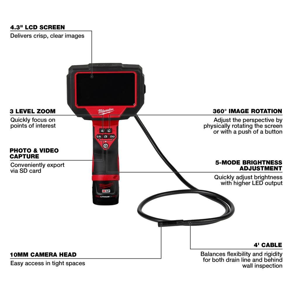 Milwaukee M12 M Spector 360 4 Inspection Camera Kit 2323 21 Sansujyuku sansujyuku.com