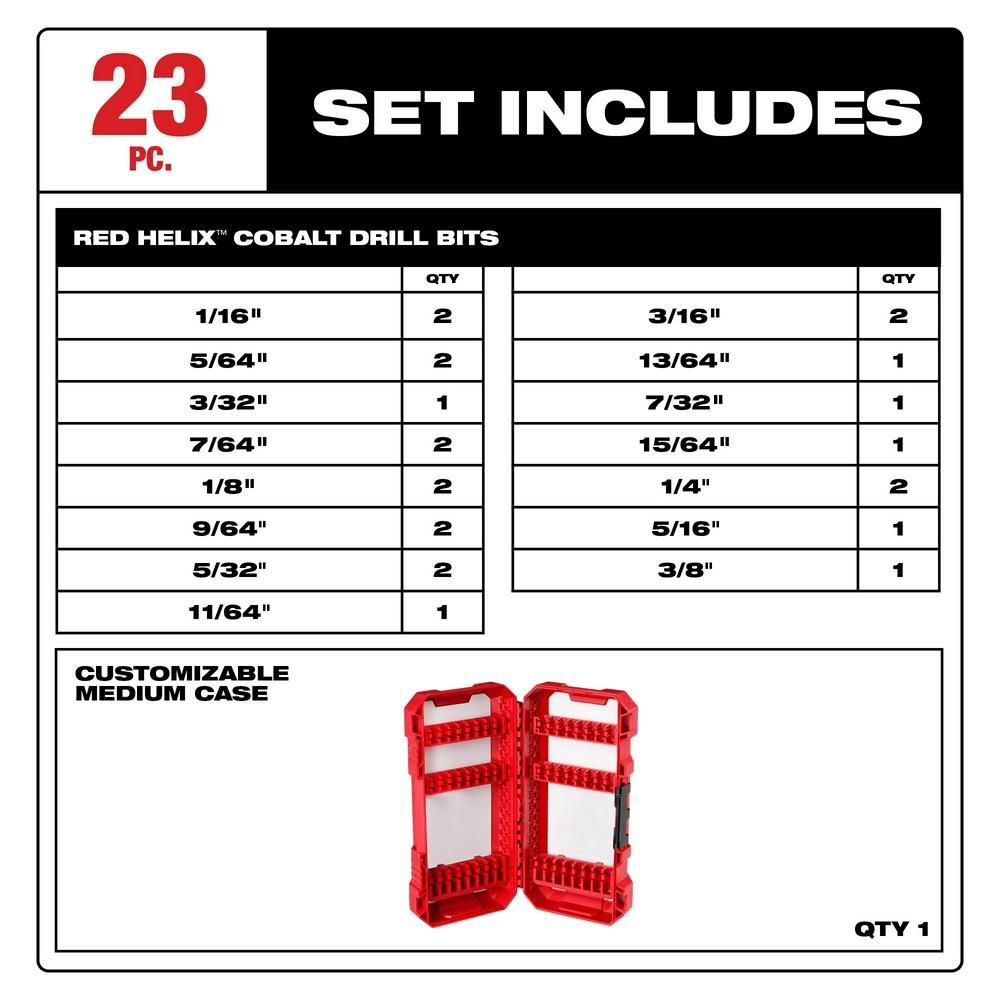 Milwaukee 23 Piece RED HELIX Cobalt Drill Bit Set, large image number 3
