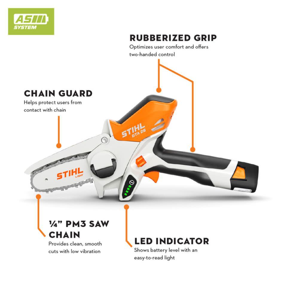 Stihl GTA 26 Garden Pruner with 10.8V Lithium Ion Battery and Charger GA01 011 6911 US Acme Tools