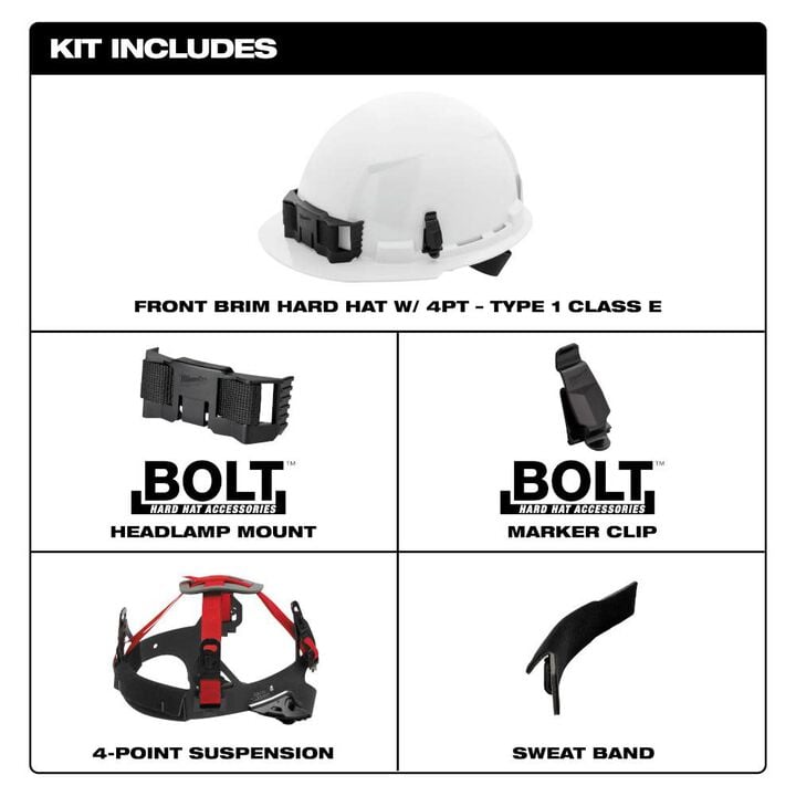 Milwaukee Hard Hat Front Brim 4pt Ratcheting Suspension Type 1 Class E, large image number 2