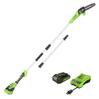Greenworks 24V 8in Pole Saw with 2Ah Battery & Rapid Charger Kit