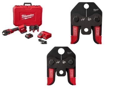 Milwaukee M18 Short Throw Press Tool Kit with PEX Crimp Jaws Kit with 3/8 Inch & 5/8 Inch PEX Crimp Jaws Bundle