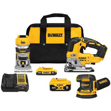 DEWALT 20V MAX XR 3-Tool Woodworking 5.0Ah Combo Kit