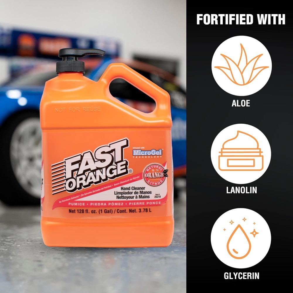 Permatex 1 Gallon Fast Orange Pumice Hand Cleaner with Pump Pack of 4, large image number 4