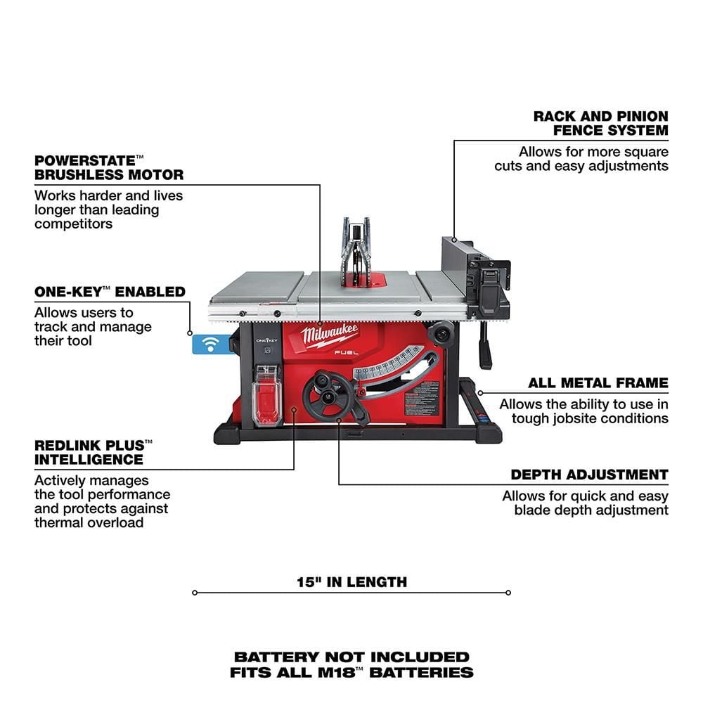 Milwaukee M18 FUEL 8-1/4 in. Table Saw with ONE-KEY (Bare Tool), large image number 7