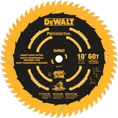 DEWALT 10-in 60T Smooth Crosscutting Saw Blade, large image number 0