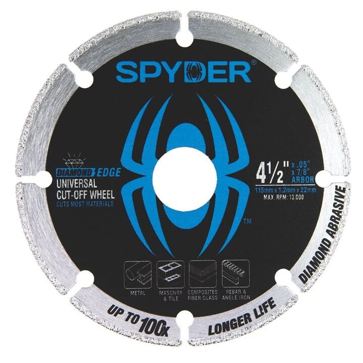 Spyder 4.5 Inch Diamond Bite Cut-Off Wheel for Steel, Cast Iron, Rebar