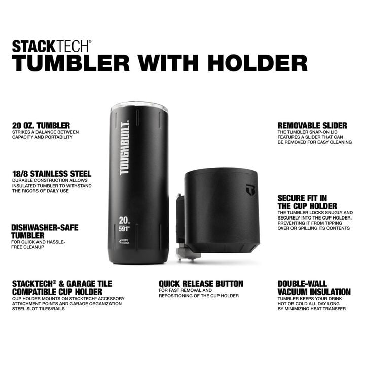 Toughbuilt StackTech 20 Ounce Tumbler and Cup Holder, large image number 1