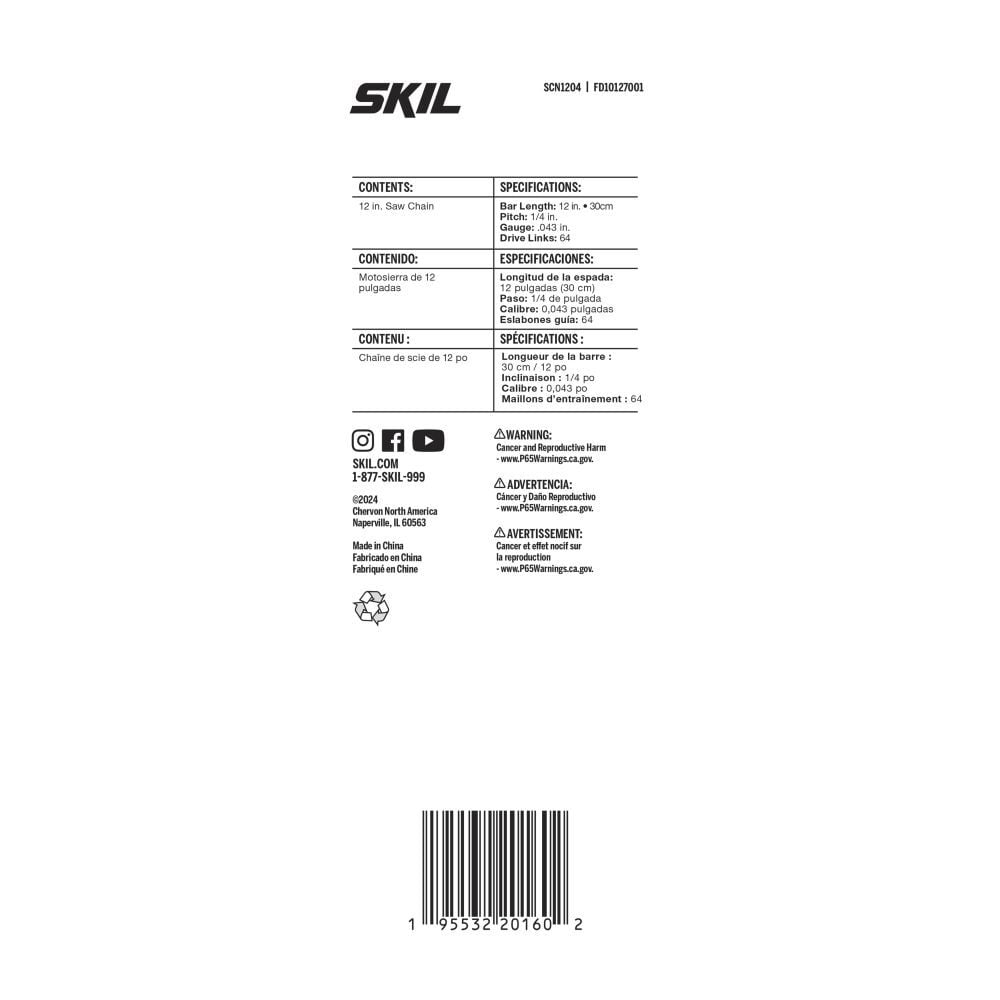 SKIL 12 Inch Chain Saw Replacement Chain, large image number 3