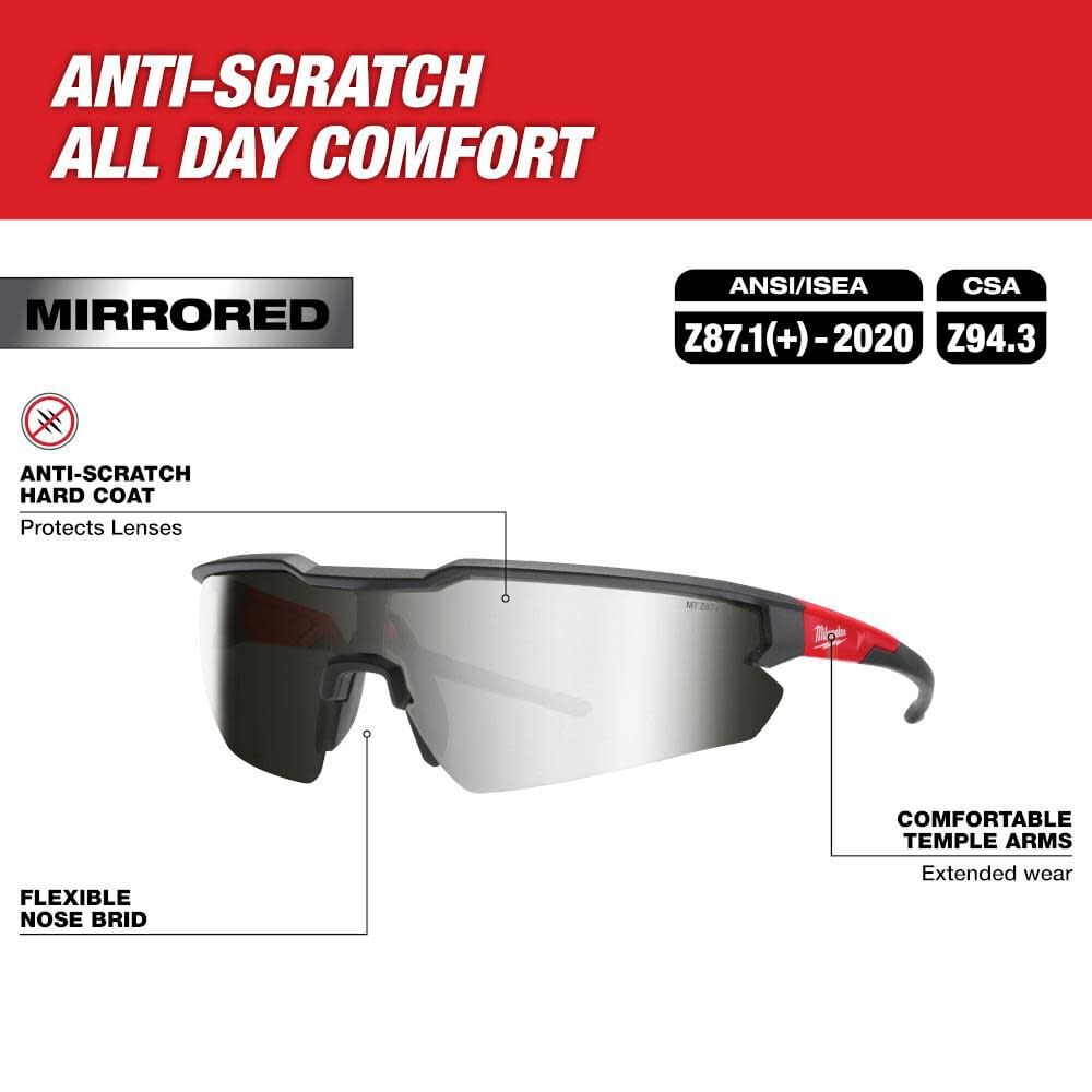 Milwaukee Safety Glasses-Mirrored Anti-Scratch Lenses, large image number 2