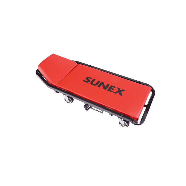 Sunex Deluxe Creeper with Adjustable Headrest Red & Black