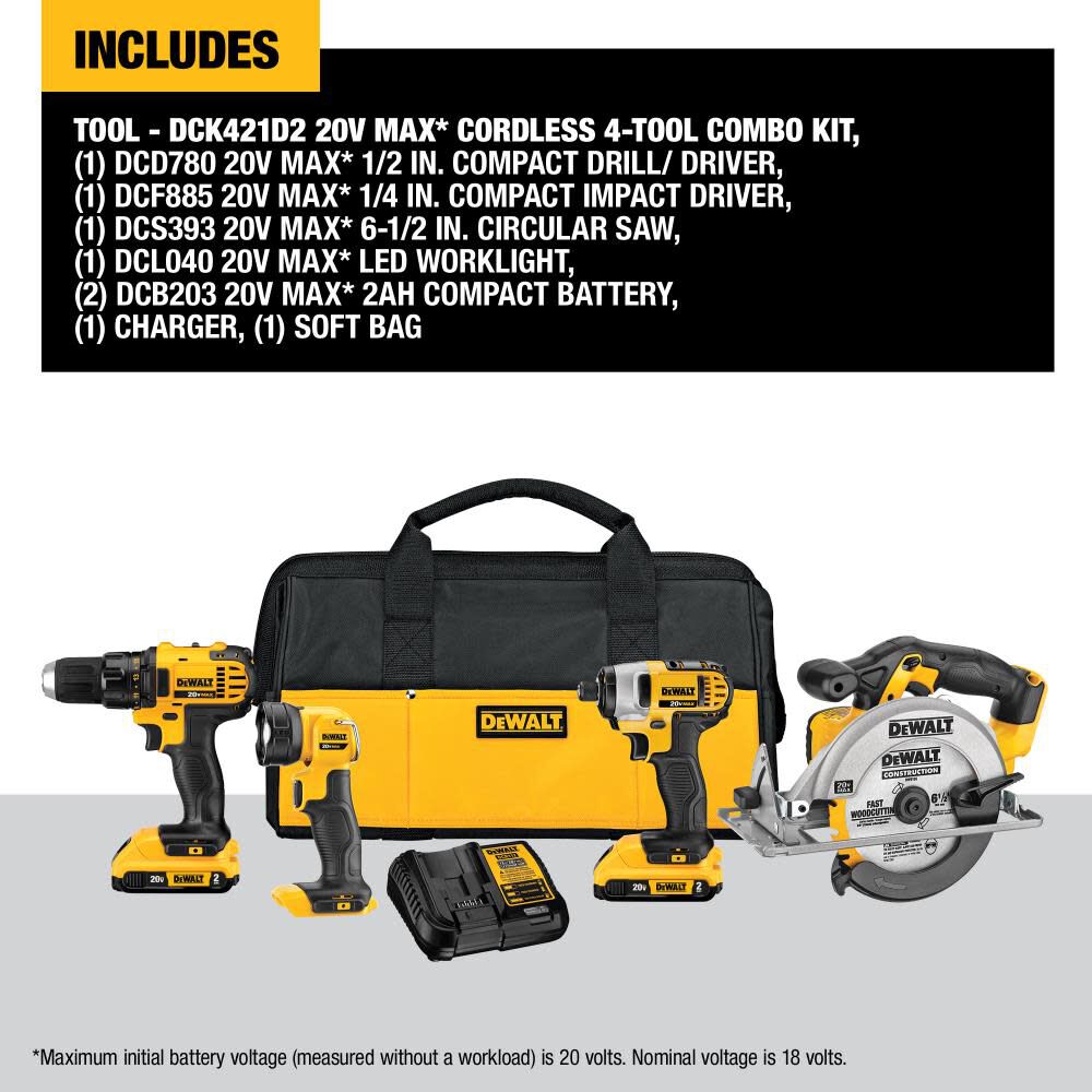 Dewalt four best sale tool combo kit