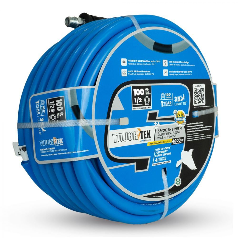 BluBird Tough-Tek 1/2 Inch x 100 Ft. 4000 PSI Rubber Pressure Washing Hose, large image number 3