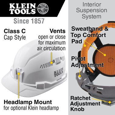 Klein Tools Hard Hat Vented Cap Style, large image number 1