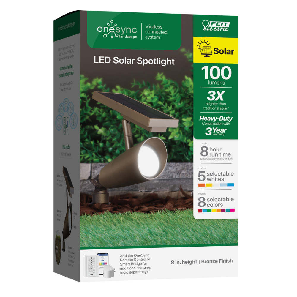 Feit Electric 8 Inch 1W 100 Lumens Solar Spotlight with Remote Bronze, large image number 2