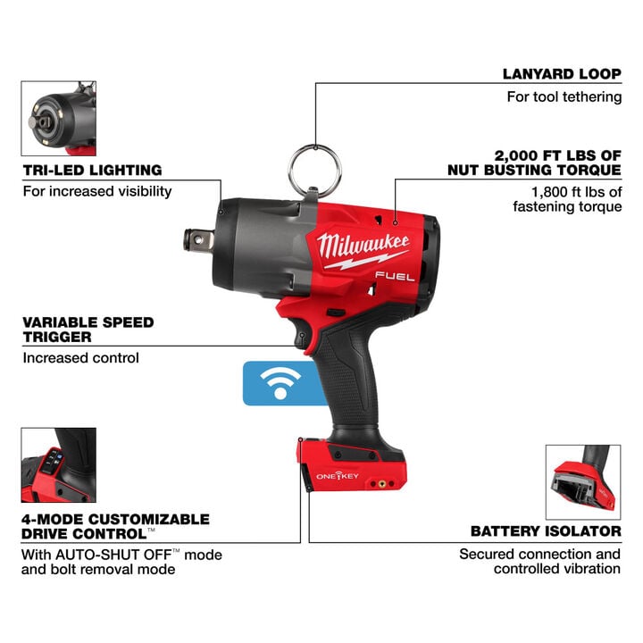 Milwaukee M18 FUEL 3/4 Inch High Torque Impact Wrench with ONE-KEY (Bare Tool) and Protective Boot Bundle, large image number 3