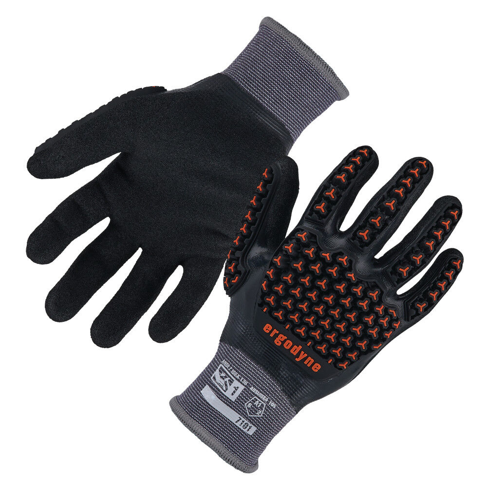 Ergodyne 7101 Black Full Nitrile Dipped Impact Gloves, large image number 1