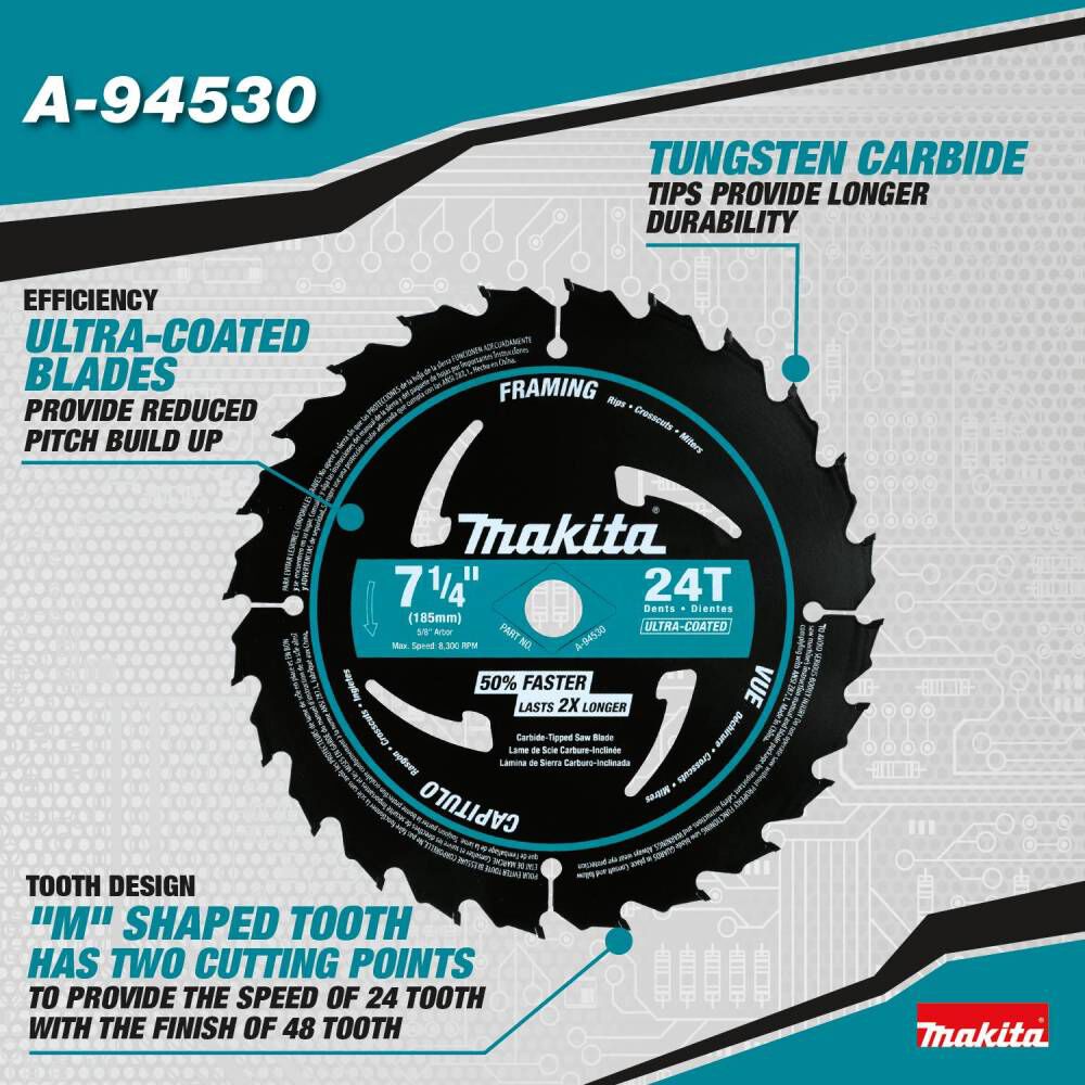 Makita 7 1/4 Inch 24T Carbide Tipped Ultra Coated Framing Circular Saw Blade 100 Piece Bundle, large image number 3