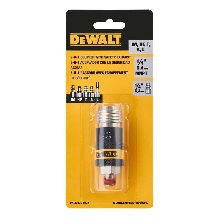 DEWALT 1/4 Inch MNPT 5-in-1 Safety Exhaust Coupler, large image number 3