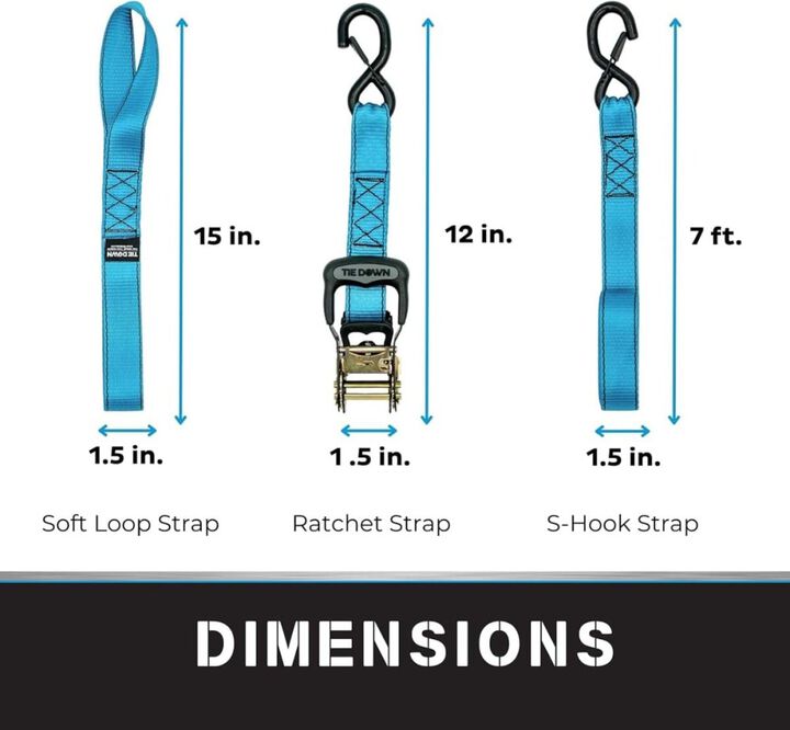 Tie Down 1.5 Inch x 8 Ft 5208 Lbs Blue Ratchet Strap, large image number 6
