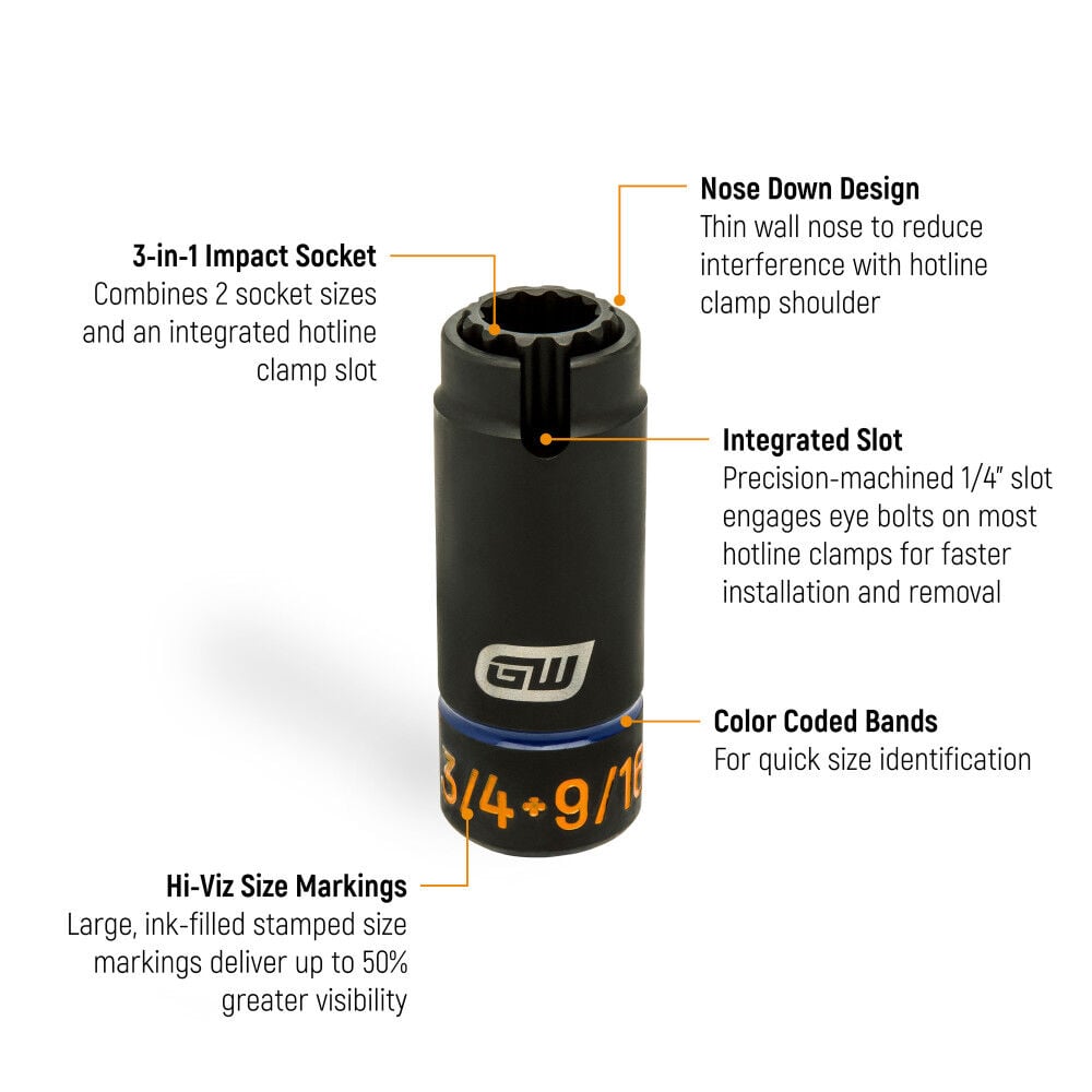 GEARWRENCH 1/2 Drive 3-in-1 Lineman 9/16 x 3/4 12 Point Slotted Deep Impact Socket, large image number 2