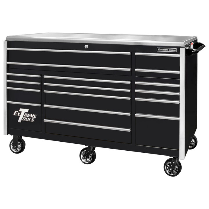 Extreme Tools 72in Black Roller Cabinet with Chrome, large image number 0