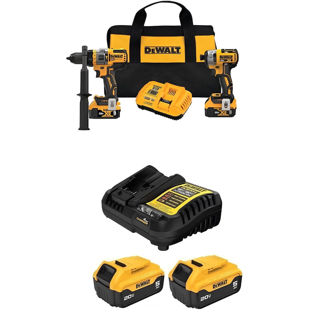 DEWALT 20V MAX Drill & Driver Combo Kit & 5Ah Starter Kit Bundle, large image number 1