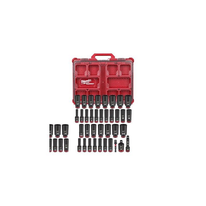 Milwaukee M18 Impact Wrench, 36-Piece Socket Set, 2-Drawer Tool Box Bundle, large image number 9