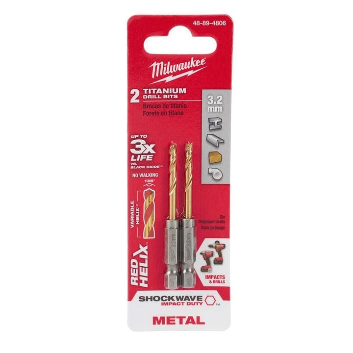 Milwaukee 3.2mm Metric Titanium SHOCKWAVE Red Helix Bit