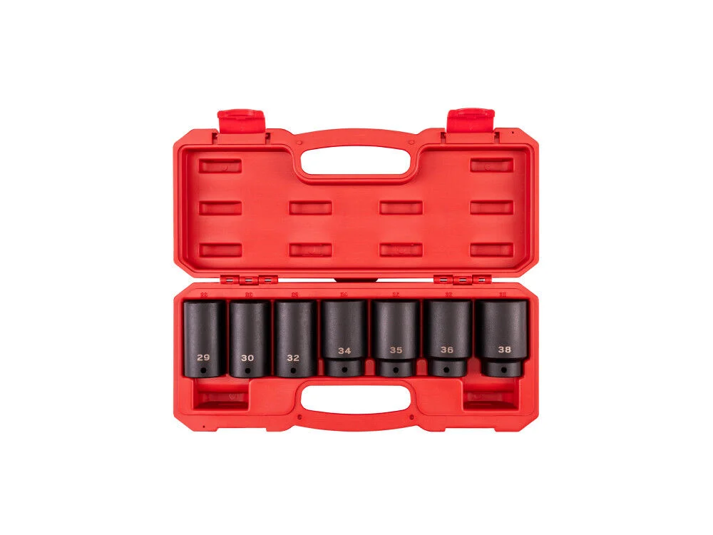 Tekton 1/2 Inch Drive Deep 6 Point Axle Nut Impact Socket Set, 7 Piece 29-38 mm - SID92340