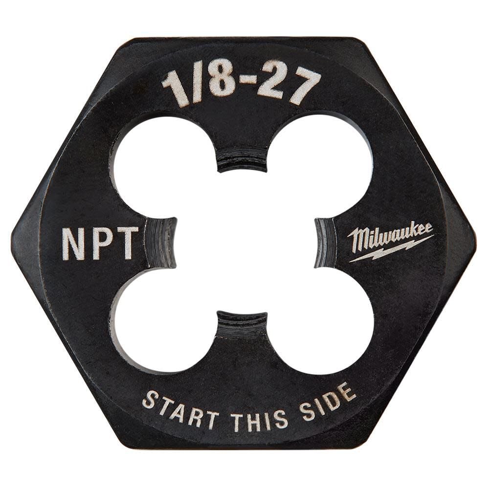 Milwaukee 1/8 in -27 NPT 1-Inch Hex Threading Die, large image number 1