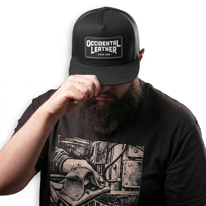 Occidental Leather Oxy Flatbill Trucker Hat Black with Black Patch OSFM, large image number 2