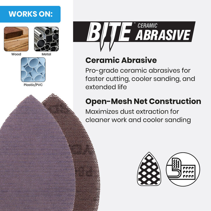 Spyder Detail Sander, 120 Grit Ceramic Net, 3-7/8 Inch Mouse, 5 Pieces, large image number 2